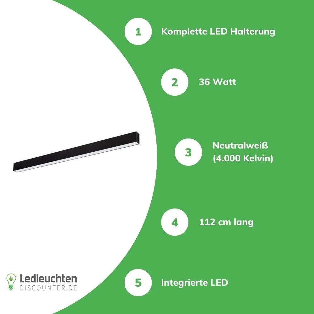 Spectrum LED Linear Design Pendelleuchte Schwarz - 112cm - 36W - 4000K Neutralweiß Spectrum LED Linear Design Pendelleuchte Schwarz - 112cm - 36W - 4000K Neutralweiß