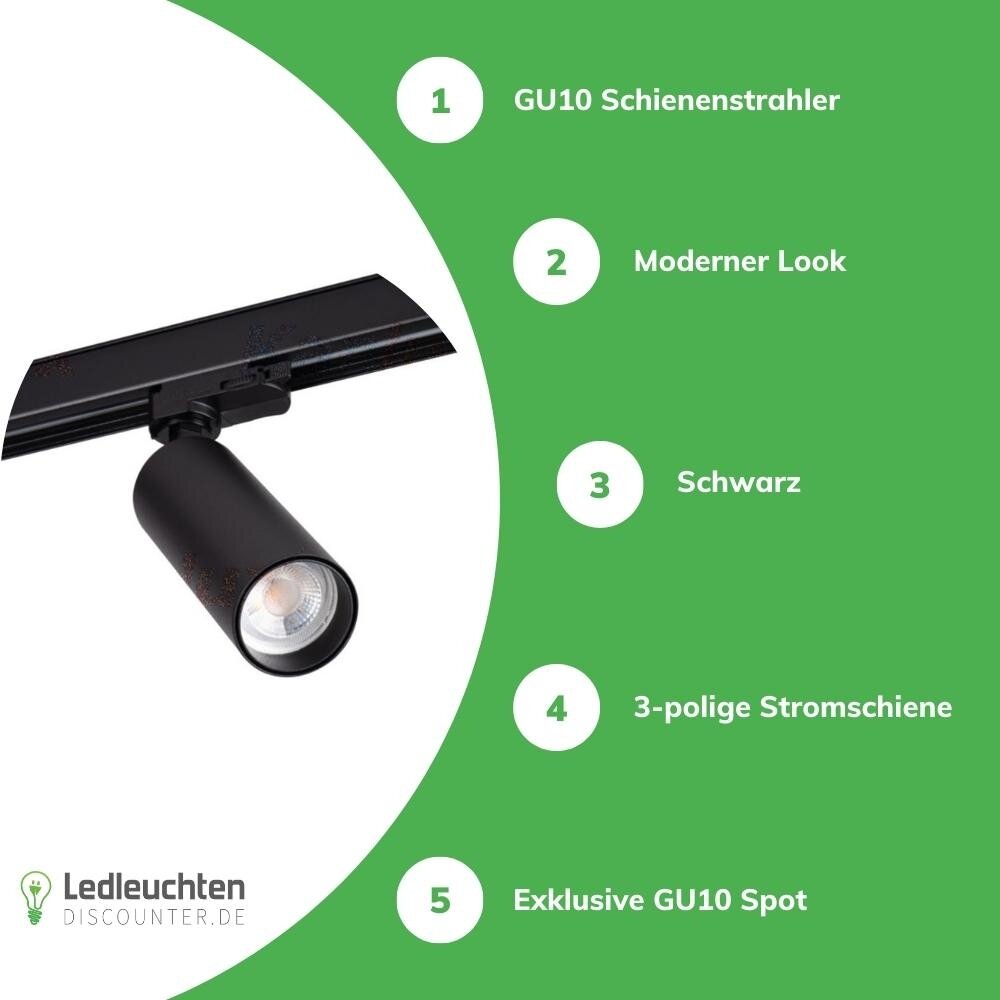 Kanlux – Zuverlässige LED- und Elektrobeleuchtung LED GU10 Schienenspot schwarz - 3-Fase universal - für 1 LED GU10 Spot Kanlux – Zuverlässige LED- und Elektrobeleuchtung LED GU10 Schienenspot schwarz - 3-Fase universal - für 1 LED GU10 Spot