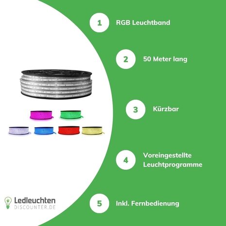 Aigostar LED RGB Leuchtband V1 flach – 50 m – Direktbetrieb 230 V Aigostar LED RGB Leuchtband V1 flach – 50 m – Direktbetrieb 230 V