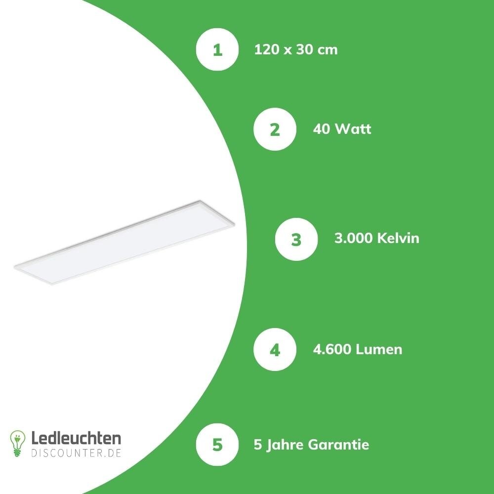 LCB LED-Beleuchtung Innovatives Design, hochwertige Technik & schnelle Lieferung! LED Panel Pro Slim line - 36W 4320Lm | 120x30cm - UGR22 Opal weiss LCB LED-Beleuchtung Innovatives Design, hochwertige Technik & schnelle Lieferung! LED Panel Pro Slim line - 36W 4320Lm | 120x30cm - UGR22 Opal weiss