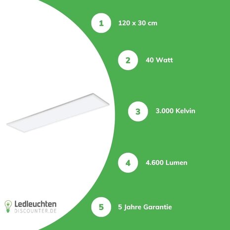 LCB LED Panel Ecowhite V1 36W 4320lm - 840 Kaltweiß | 120x30cm - Philips driver