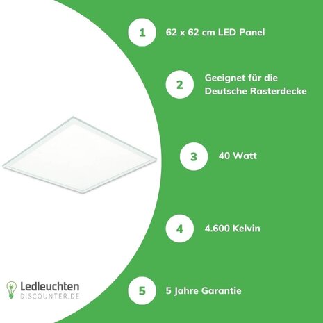 Aigostar LED-Leuchten LED Panel 62×62 cm – 40 W 4800Lm – 4000 K 840 / 6000K 865