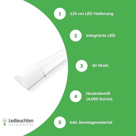 Brayton LED-Battensarmatur 120 cm – 35 W – 4000 K – IP40