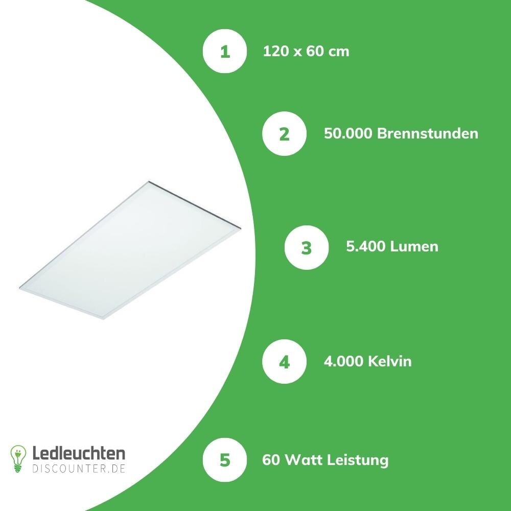 LCB LED-Beleuchtung Innovatives Design, hochwertige Technik & schnelle Lieferung! LED Panel 120x60cm - Pro Slim Line - 60W 7200Lm - 4000K 840 Neutralweiß | UGR22 Opalweiß - 5 Jahre Garantie LCB LED-Beleuchtung Innovatives Design, hochwertige Technik & schnelle Lieferung! LED Panel 120x60cm - Pro Slim Line - 60W 7200Lm - 4000K 840 Neutralweiß | UGR22 Opalweiß - 5 Jahre Garantie