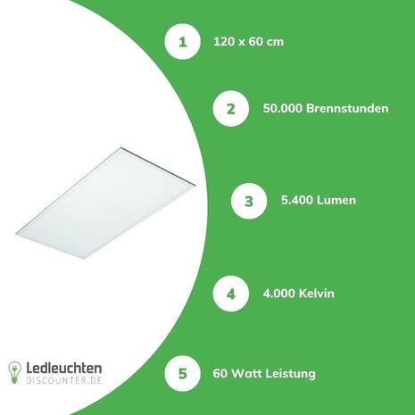 LCB LED-Beleuchtung Innovatives Design, hochwertige Technik & schnelle Lieferung! LED Panel 120x60cm - Pro Slim Line - 60W 7200Lm - 4000K 840 Neutralweiß | UGR22 Opalweiß - 5 Jahre Garantie LCB LED-Beleuchtung Innovatives Design, hochwertige Technik & schnelle Lieferung! LED Panel 120x60cm - Pro Slim Line - 60W 7200Lm - 4000K 840 Neutralweiß | UGR22 Opalweiß - 5 Jahre Garantie