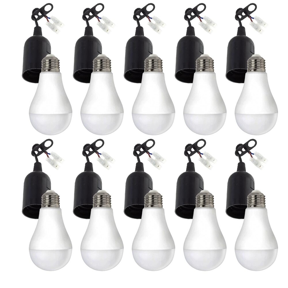 Spectrum 10er Set E27 Baufassung / Renovierfassung mit Lüsterklemme + 10x LED Lampe A60 10W 3000K