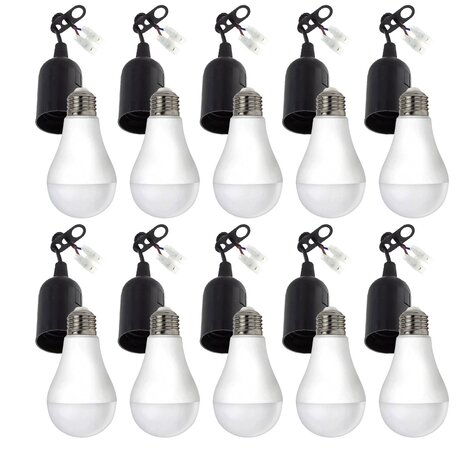 Spectrum 10er Set E27 Baufassung / Renovierfassung mit Lüsterklemme + 10x LED Lampe A60 10W 3000K