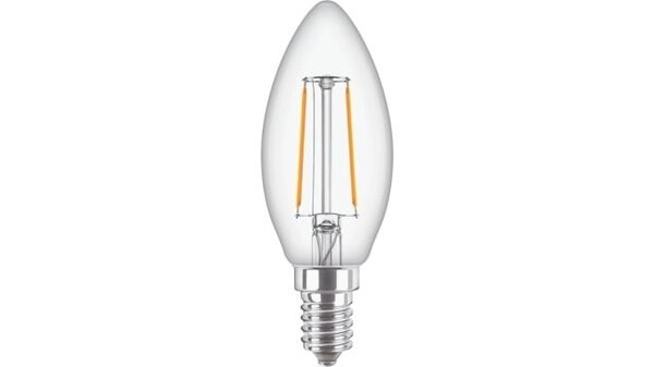 Philips | Offizieller Philips-Vertriebspartner Corepro LED Kerze E14 Fadenlampe Klar 2W 250lm – 827 – Extra Warmweiß | Ersatz für 25W