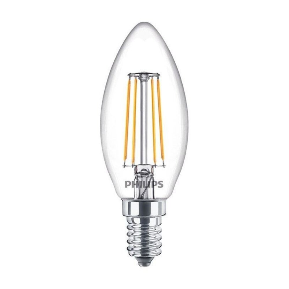 Philips | Offizieller Philips-Vertriebspartner LED Fadenlampe - Klar Glas - ST64 Kerzenform- E14 Fassung - 4.3W 470Lm - 2700K 827 Extra Warmweiß | CRI 95 Beste Farbwiedergabe - Ersetzt 40W