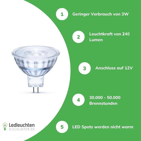 Led line: Erstklassiges Lichtdesign LED MR16 / GU5.3 Strahler 12V 3W 3000K Warmweiß entspricht 25W