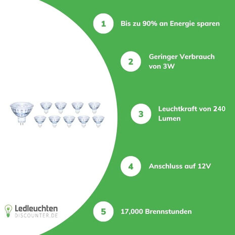 Led line: Erstklassiges Lichtdesign 10er Vorteilspack - GU5.3 LED Spots - 3W entspricht 25W - Lichtfarbe optional