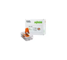 WAGO Verbindungsklemme flexibel 2-Leiter-Klemme mit Betätigungshebel - 0.14-4 mm²  | 100 Stück - 221-412