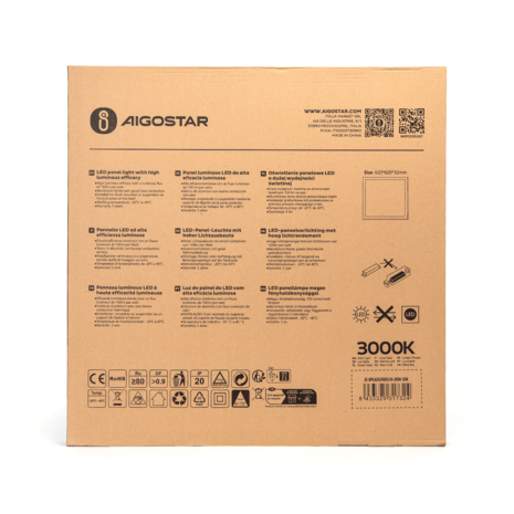 Aigostar LED-Leuchten LED Panel 62x62cm - 28W 180lm p/w - 3000K 830 - Backlit