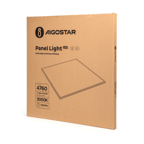 Aigostar LED-Leuchten LED Panel 62x62cm - 28W 180lm p/w - 3000K 830 - Backlit