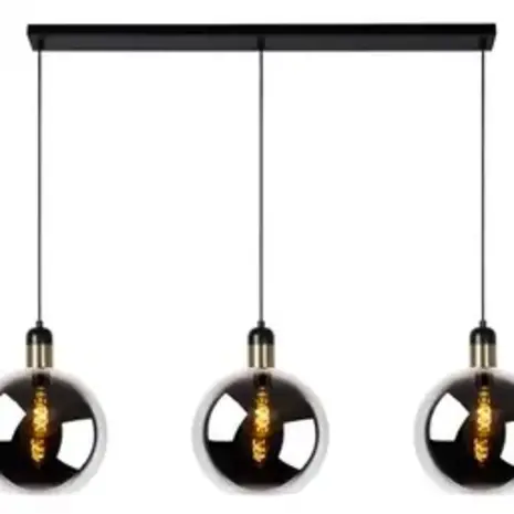 Lucide Beleuchtung: Stilvolle Akzente für ein Modernes Zuhause JULIUS - Pendelleuchte Schwarz/ Gold - 3xE27 - Rauchglas