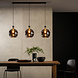 Lucide LED-Beleuchtung  JULIUS - Pendelleuchte Schwarz/ Gold - 3xE27 - Rauchglas