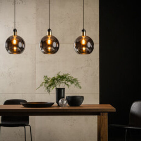 Lucide Beleuchtung: Stilvolle Akzente für ein Modernes Zuhause JULIUS - Pendelleuchte Schwarz/ Gold - 3xE27 - Rauchglas