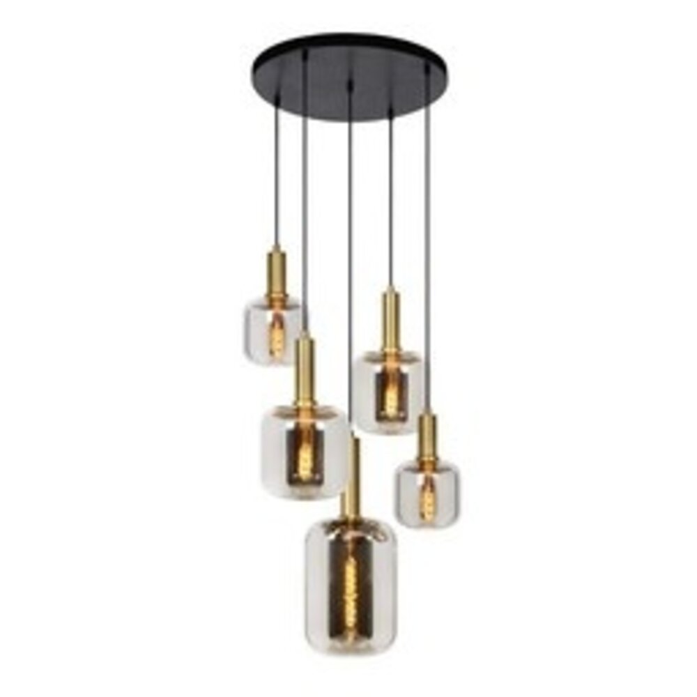 Lucide LED-Beleuchtung  JOANET - Pendelleuchte - Ø 66 cm - 5xE27 - Rauchglas