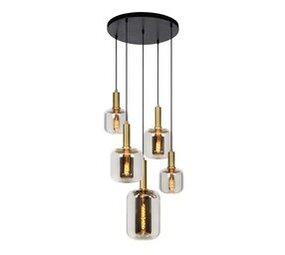 Lucide JOANET - Pendelleuchte - Ø 66 cm - 5xE27 - Rauchglas Lucide JOANET - Pendelleuchte - Ø 66 cm - 5xE27 - Rauchglas