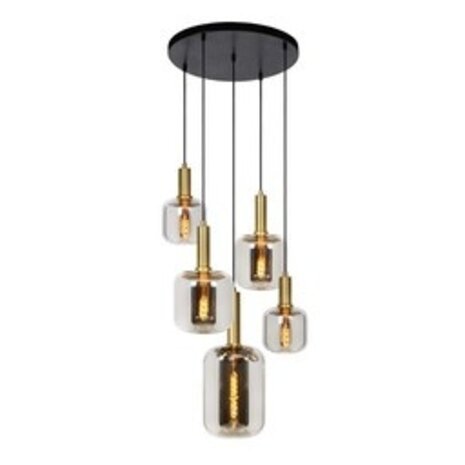 Lucide LED-Beleuchtung  JOANET - Pendelleuchte - Ø 66 cm - 5xE27 - Rauchglas