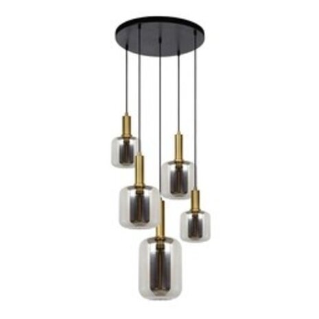Lucide LED-Beleuchtung  JOANET - Pendelleuchte - Ø 66 cm - 5xE27 - Rauchglas