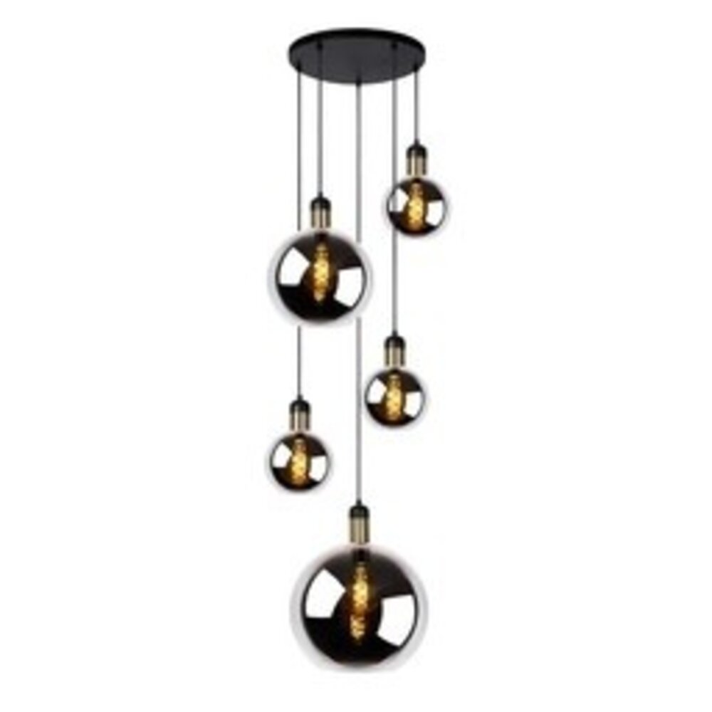 Lucide LED-Beleuchtung  JULIUS - Pendelleuchte - Ø 66 cm - 5xE27 - Rauchglas