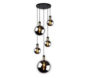 Lucide JULIUS - Pendelleuchte - Ø 66 cm - 5xE27 - Rauchglas Lucide JULIUS - Pendelleuchte - Ø 66 cm - 5xE27 - Rauchglas