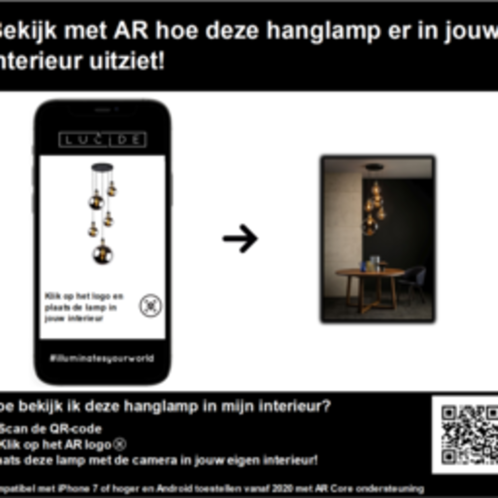 Lucide JULIUS - Pendelleuchte - Ø 66 cm - 5xE27 - Rauchglas