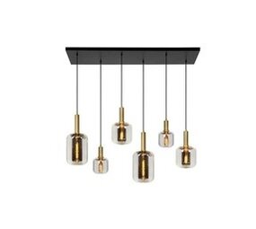 Lucide LED Hanglamp JOANET mat goud - 6x E27 fitting - Fumé Lucide LED Hanglamp JOANET mat goud - 6x E27 fitting - Fumé