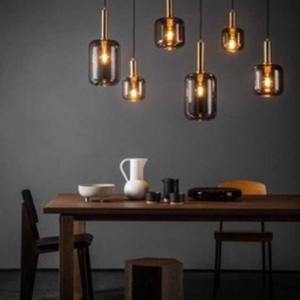 Lucide LED Hanglamp JOANET mat goud - 6x E27 fitting - Fumé Lucide LED Hanglamp JOANET mat goud - 6x E27 fitting - Fumé