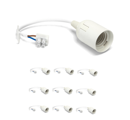 Aigostar LED-Leuchten Vorteilspackung 10 Stück - Renovierfassung Lampenfassung Weiß - E27 Fassung | Inkl. Lüsterklemme - Max 60W