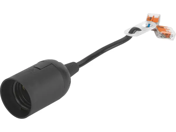LCB LED Renovierfassung Schwarz - E27 Fassung | Inkl. WAGO Verbindungsklemme 2-polig 4mm² 221-413 - Set