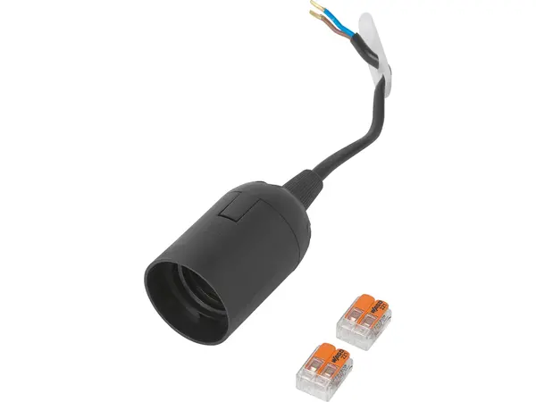 LCB LED Renovierfassung Schwarz - E27 Fassung | Inkl. WAGO Verbindungsklemme 2-polig 4mm² 221-413 - Set