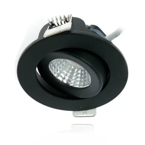 LCB LED LED-Mini-Einbaustrahler IP65 – Schwarz 62 mm – 5 W 450 lm – 2700 K 827 Warmweiß | Einbaudurchmesser 52 mm – Triac dimmbar | 230V