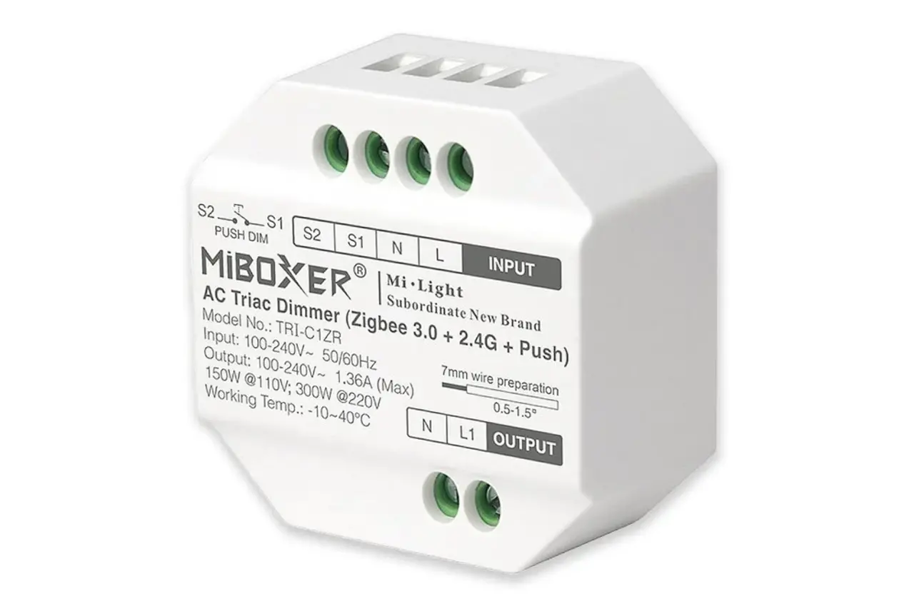 Mi-Light – Smarte LED-Steuerung und intelligente Beleuchtung LED-Einbau-Dimmmodul - Smarthome-Dimmer - 300W - AC Triac dimmbar | Miboxer - Tuya - Zigbee 3.0 - RF 2.4GHz Bedienbar Mi-Light – Smarte LED-Steuerung und intelligente Beleuchtung LED-Einbau-Dimmmodul - Smarthome-Dimmer - 300W - AC Triac dimmbar | Miboxer - Tuya - Zigbee 3.0 - RF 2.4GHz Bedienbar