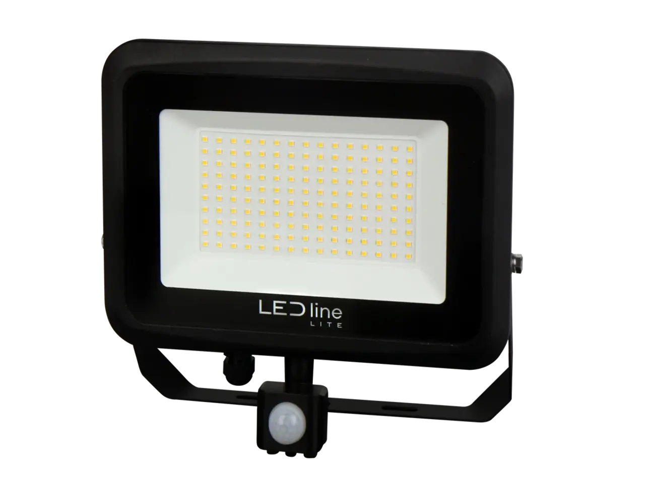 LED line LED-Außenleuchte - Schwarz - Floodlight Strahler IP65 -   100W 10.000Lm - 4000K  840 Kaltweiß  | Bewegungsmelder - 3 Jahr Garantie - Ersetzt 250W