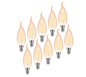 LCB LED-Beleuchtung Innovatives Design, hochwertige Technik & schnelle Lieferung! 10xE14 LED Lampe - C37 - 4W entspricht 50W -1800K extra Warmweiß - dimmbar