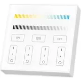 LCB LED-Beleuchtung Innovatives Design, hochwertige Technik & schnelle Lieferung! LED Wandsteuerung Miboxer – TW Tunable White Dual White – Weiß Aufbau 86x86MM – 4 Zonen | RF 2.4GHz – Farbtemperatur steuerbar & dimmbar | Kabellos mit 3V AAA Batterie