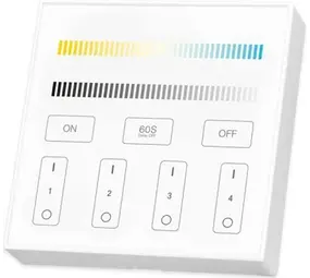 LCB LED LED Wandsteuerung Miboxer – TW Tunable White Dual White – Weiß Aufbau 86x86MM – 4 Zonen | RF 2.4GHz – Farbtemperatur steuerbar & dimmbar | Kabellos mit 3V AAA Batterie