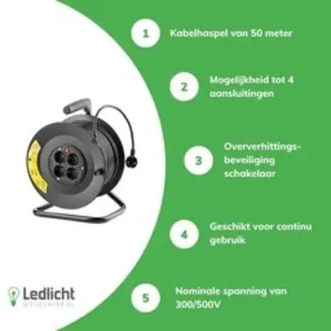 Technik Zubehör Kabeltrommel 50meter - 4-fach mit Schutzkontaktsteckdosen | Schwarz Kunststoff - H05VV 3G1,5 mm² Technik Zubehör Kabeltrommel 50meter - 4-fach mit Schutzkontaktsteckdosen | Schwarz Kunststoff - H05VV 3G1,5 mm²