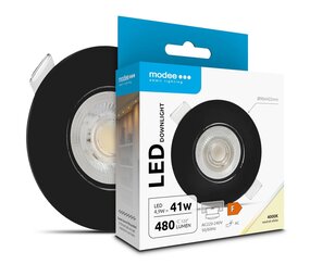 Modee Lighting LED inbouwspot Zwart- 4,9W vervangt 41W - 480lm - 4000K - Kantelbaar - Niet Dimbaar - D90xH22mm