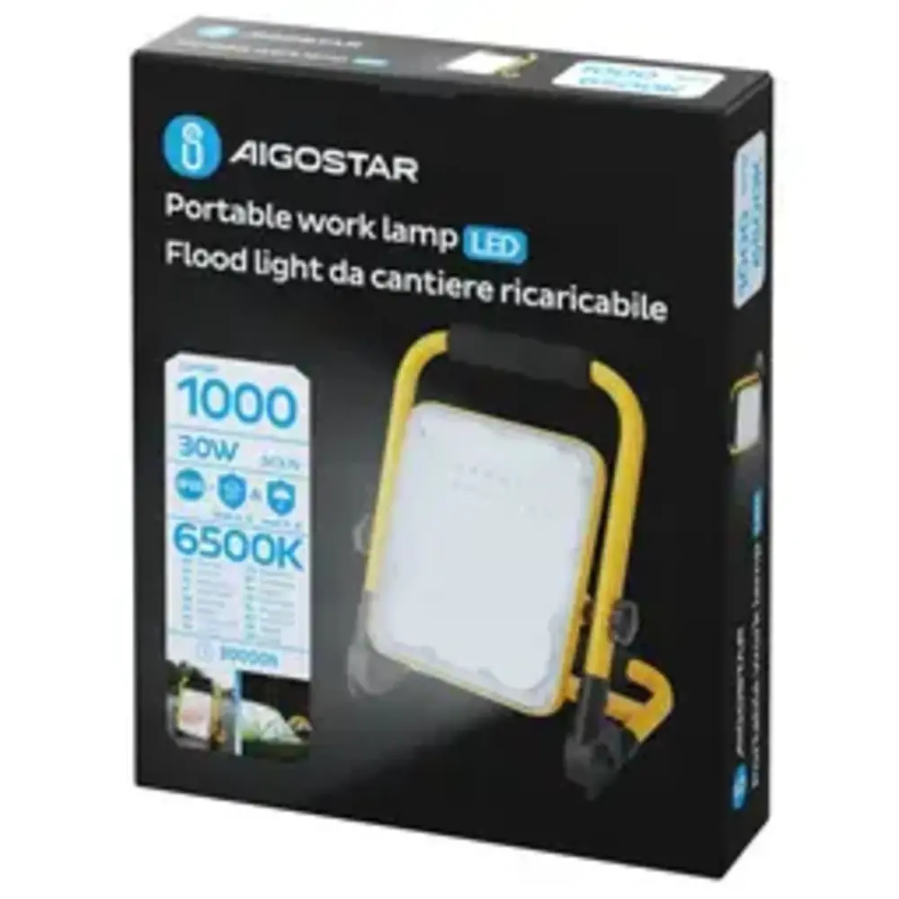 Aigostar Wiederaufladbare LED-Arbeitsleuchte IP65 – 30 W, 1000 Lumen – 6500 K Tageslichtweiß – Bis zu 12 Stunden Betriebszeit Aigostar Wiederaufladbare LED-Arbeitsleuchte IP65 – 30 W, 1000 Lumen – 6500 K Tageslichtweiß – Bis zu 12 Stunden Betriebszeit