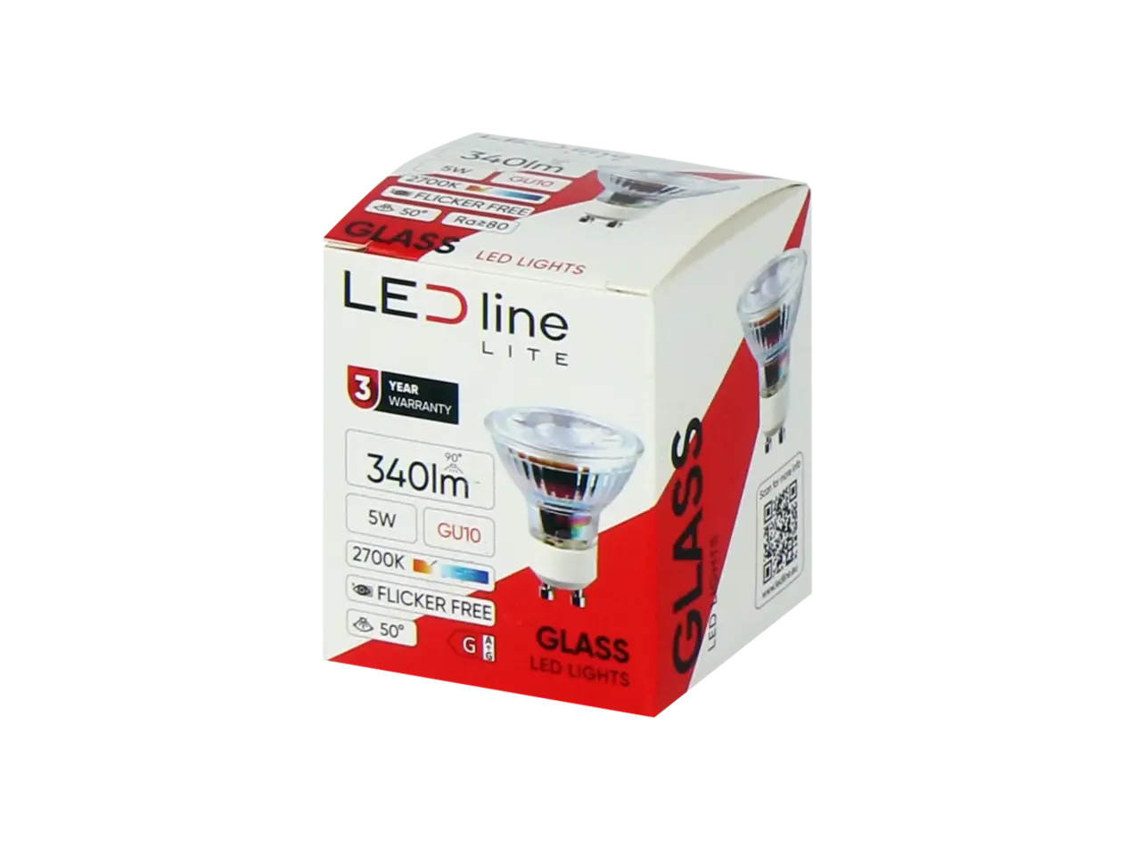 Led line: Erstklassiges Lichtdesign LED Spot GU10 - 5W entspricht 50W - 2700K Warmweiß - Glasgehäuse