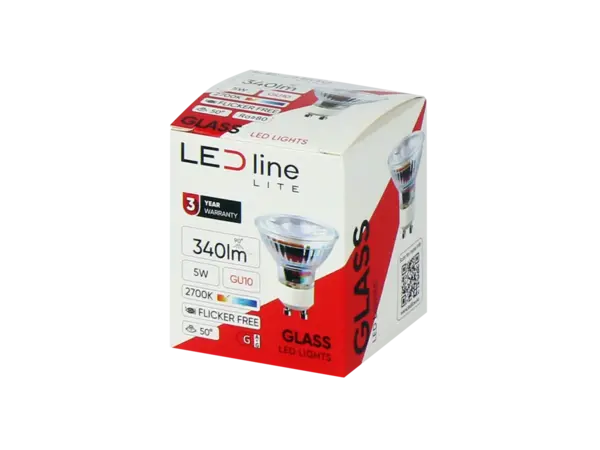 Led line: Erstklassiges Lichtdesign LED Spot GU10 - 5W entspricht 50W - 2700K Warmweiß - Glasgehäuse