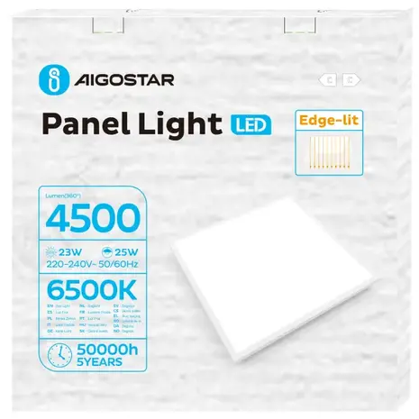 Aigostar LED-Leuchten LED-Panel 60x60cm - 25W 4500lm - 6500K 865 - Flimmerfrei - UGR<19