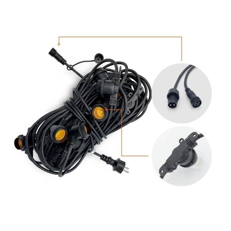 Kobi LED-Leuchten – Effizient & Zuverlässig MIMOSA Lichterkette - 20m - 20x LED Lampe E27 - Exkl. Glühbirnen