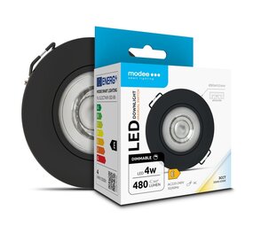 Modee Lighting LED-Einbaustrahler - Schwarz - 4W - 3CCT - 3000K/4000K/6500K - 480lm - IP44 - 80mm - Neigbar - Dimmbar | Ausschnittgröße 68mm Modee Lighting LED-Einbaustrahler - Schwarz - 4W - 3CCT - 3000K/4000K/6500K - 480lm - IP44 - 80mm - Neigbar - Dimmbar | Ausschnittgröße 68mm