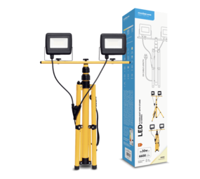 Technik LED-Flutlicht mit Stativ - 2x30W 5400 Lumen - 4000K - IP65 Technik LED-Flutlicht mit Stativ - 2x30W 5400 Lumen - 4000K - IP65