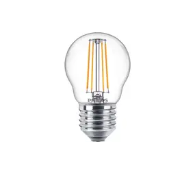 Philips | Offizieller Philips-Vertriebspartner LED Filament Lampe Klar – G45 Kugellampe – E27 Fassung – 4,7W 470lm – 827 Extra Warmweiß | Ersetzt 40W Fadenleuchte Glühbirne