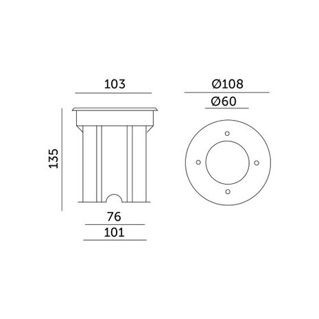 LCB LED-Beleuchtung Innovatives Design, hochwertige Technik & schnelle Lieferung! LED Bodenstrahler – GU10 – Einbau – IP67 – 230V – 110mm – Wasserdichter Bodenstrahler, Aluminiumgehäuse, Max. 35W, IK09 Schutz, Geeignet für Garten und Einfahrt.